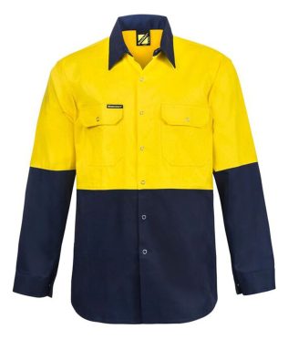 Custom Workcraft TWO TONE L/S SHIRT WITH STUDS