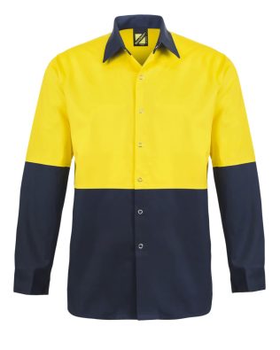 Custom Workcraft L/S TWO TONE HI VIS SHIRT STUD