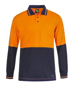 Custom Workcraft HI VIS TWO TONE LS POLO POCKET
