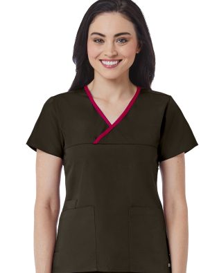 Maevn Core – Women’s Contrast Mock Wrap Top C3-1026R-4XL-5XL