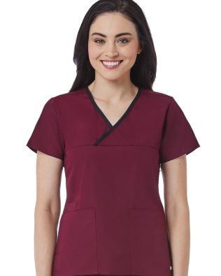 Maevn Core – Women’s Contrast Mock Wrap Top C3-1026R-2XL-3XL