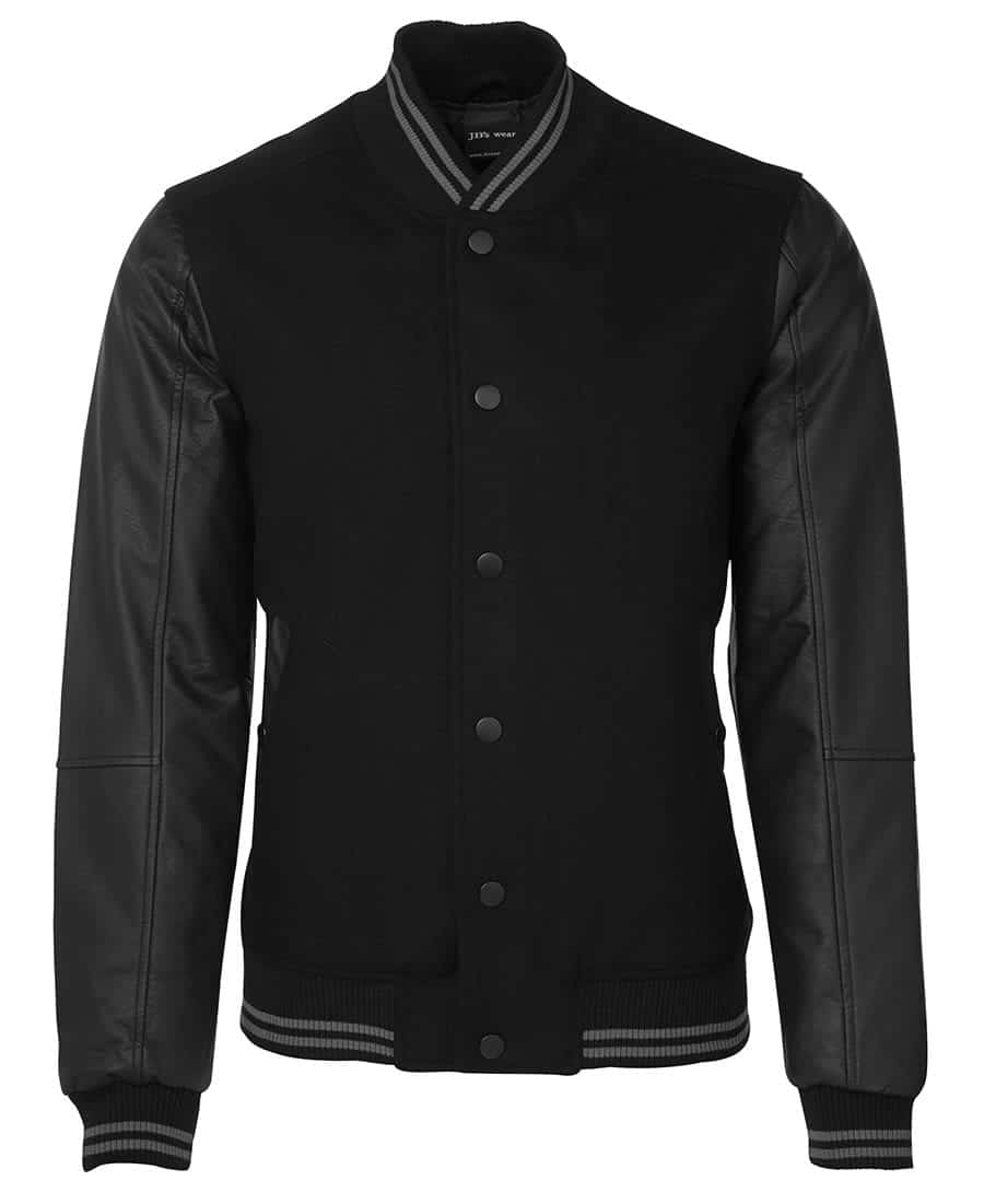 JB's Art Leather Baseball Jacket Black JB-3BLJ