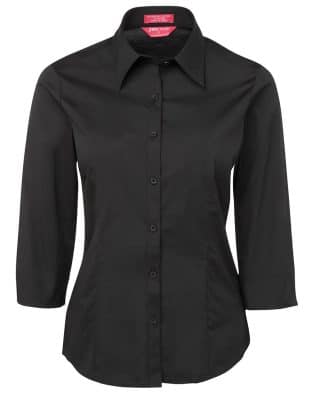 JB’s LADIES URBAN 3/4 POPLIN SHIRT BLACK – JB-4PLU3
