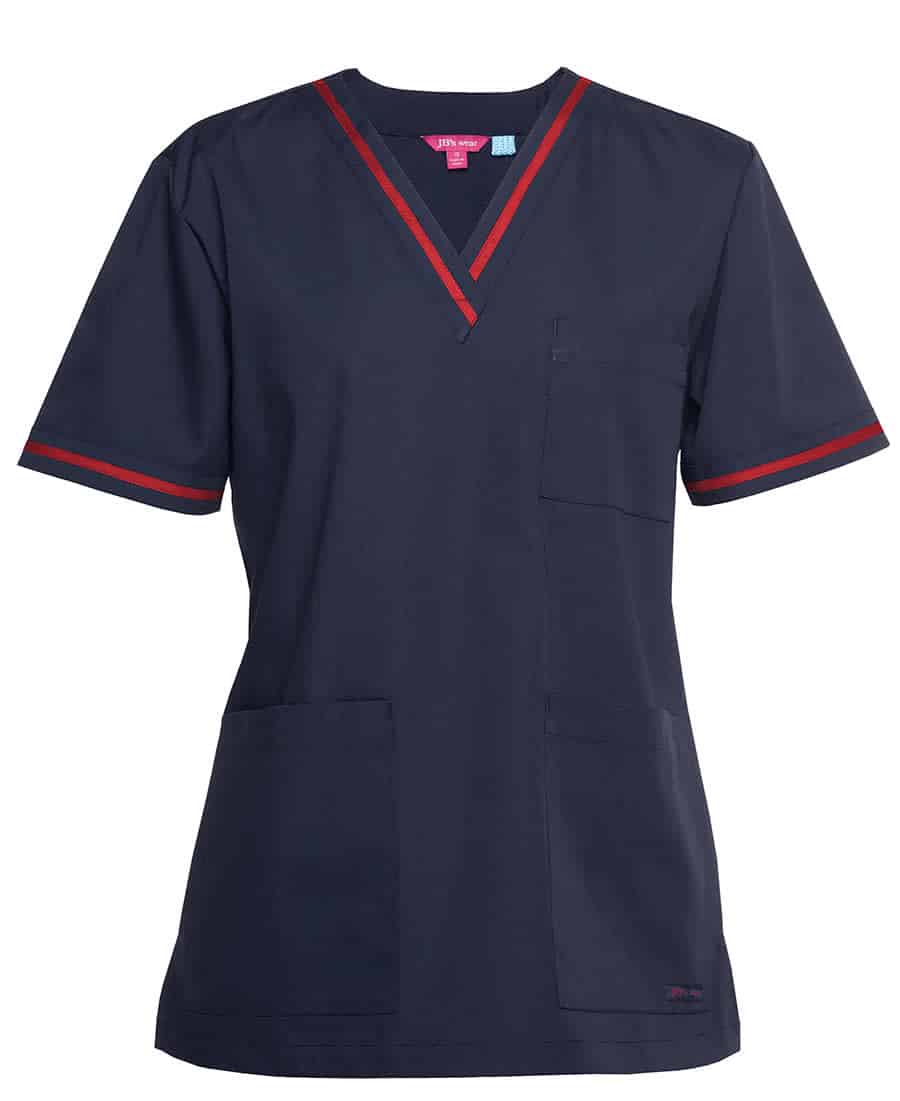 JB's Contrast Ladies Scrubs Top Navy/ JB-4SCT1