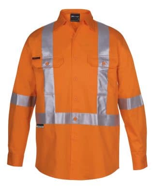 JB’s Hv (D+N) L/S 150 G Cross Back Tape Shirt Orange JB-6DCBL