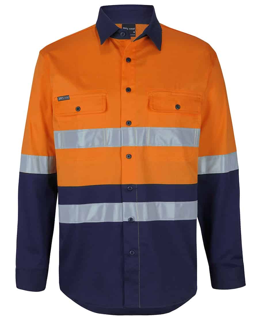 Jb’s Hi Vis (d+n) L/s Stretch Work Shirt With Tape