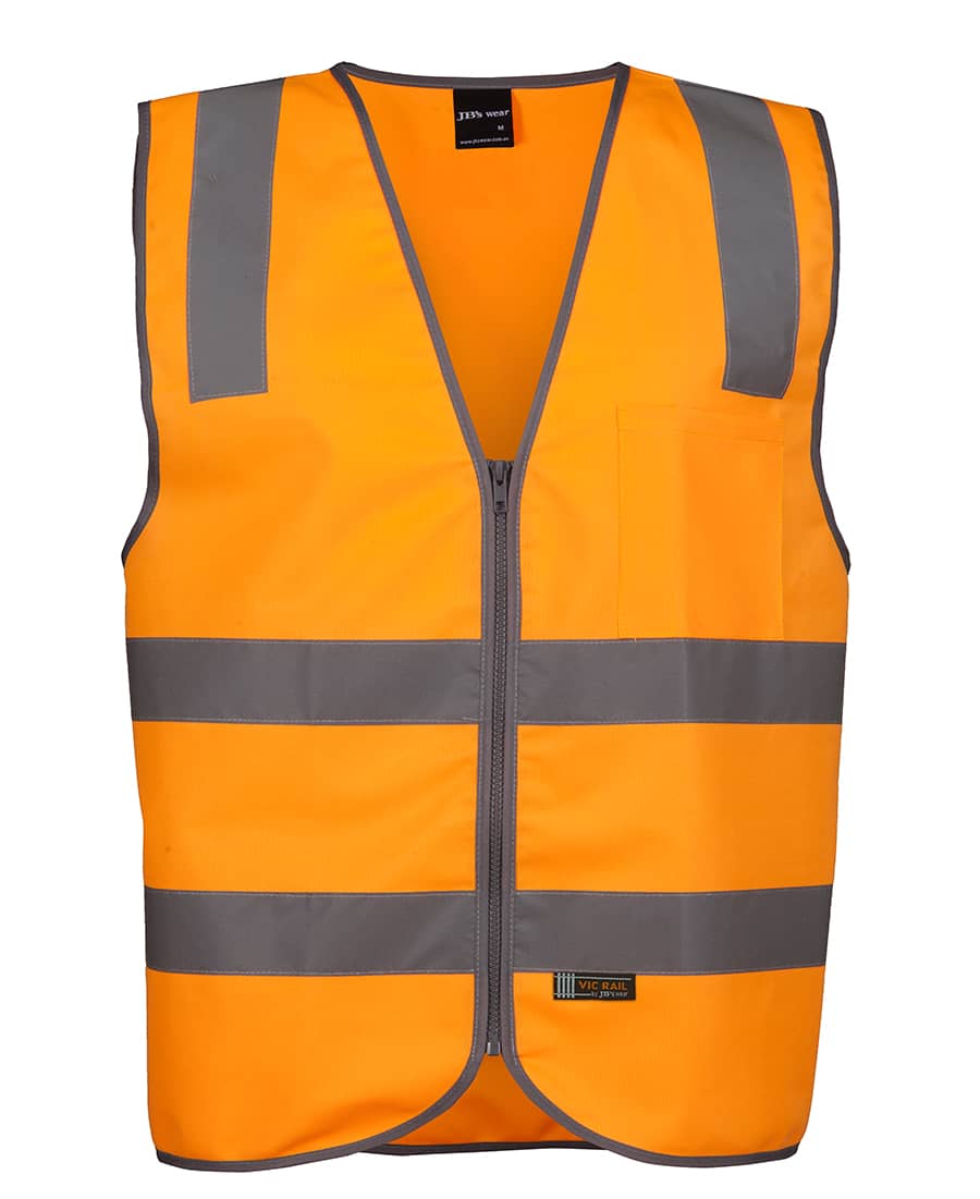 Jb's Vic Rail (d+n) Zip Safety Vest Orange Jb-6dvsv