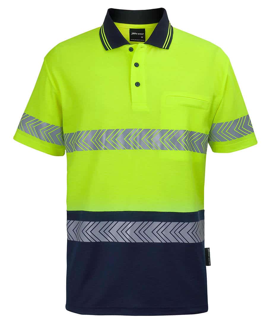 Jb’s Hi Vis (d+n) Cotton Back S/s Segmented Tape Polo