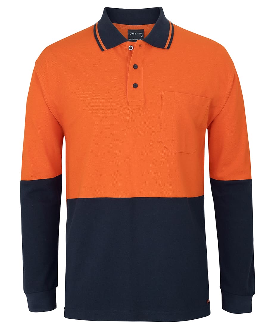 Jb’s Hi Vis L/s Cotton Pique Trad Polo