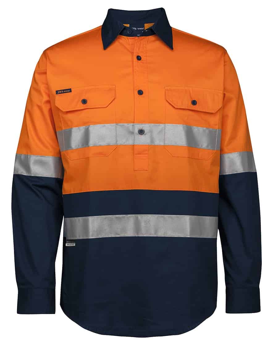 Jb’s Hi Vis (d+n) Close Front L/s 150g Work Shirt