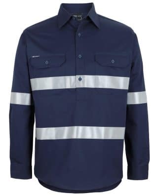 JB’s Close Front L/S 150 G W/Shirt Reflective Tape Navy JB-6HWCT