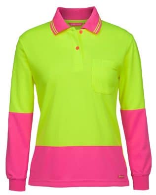 JB’s Ladies Hv L/S Comfort Polo Lime/Navy JB-6LHCL