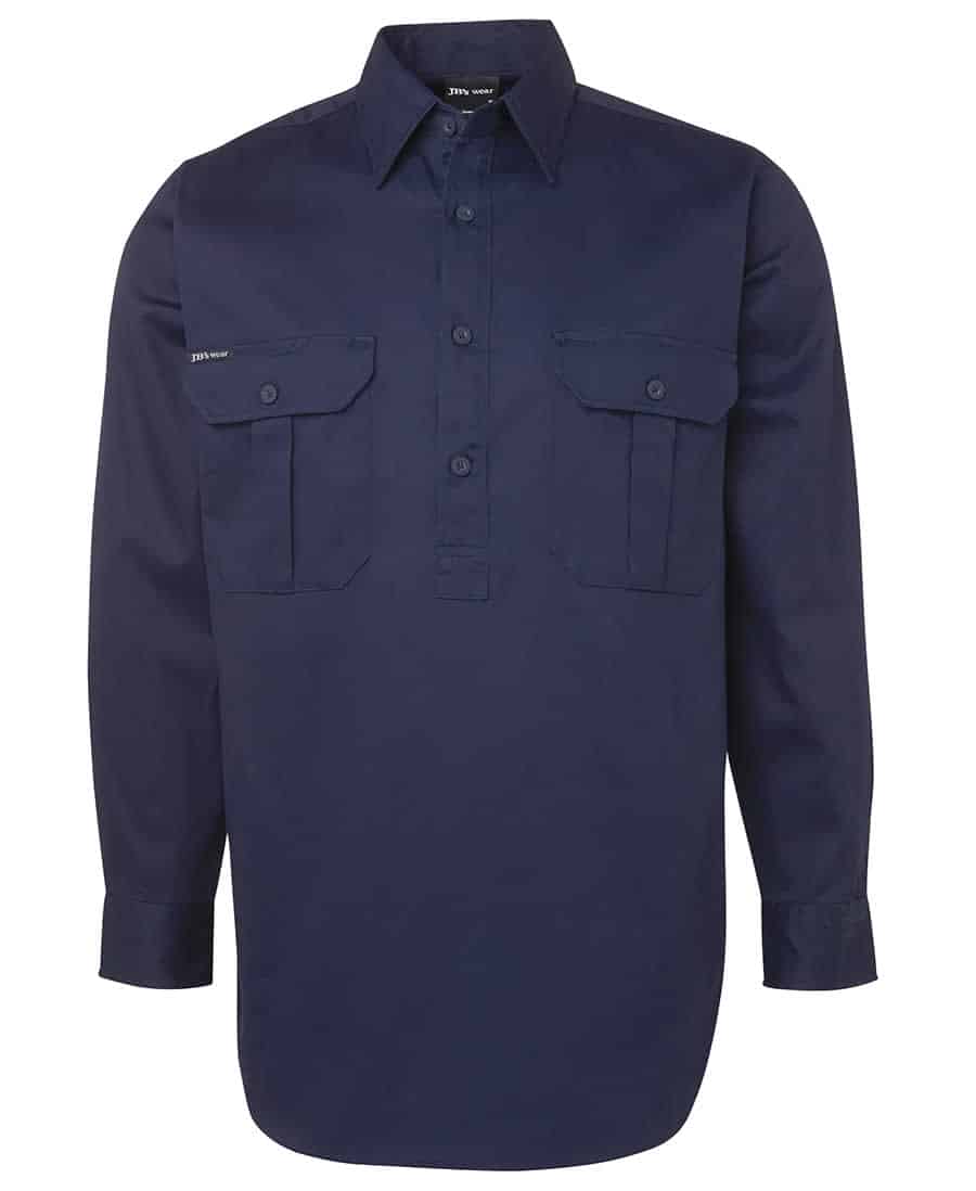 JB's Close Front L/S Work Shirt Navy JB-6WSCF