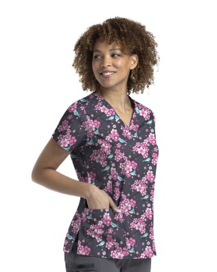 Maevn Prints – Printed Curved V – Neck Top C3-9810R-4XL-5XL