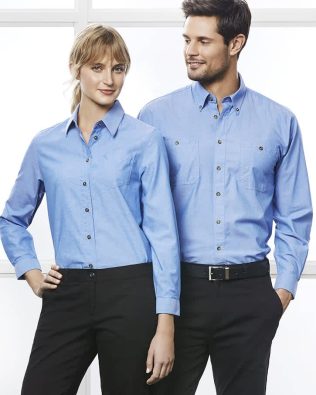 Custom Biz Collection Womens Chambray Long Sleeve Shirt FA-LB6201