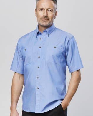 Custom Biz Collection Mens Chambray Short Sleeve Shirt FA-SH113