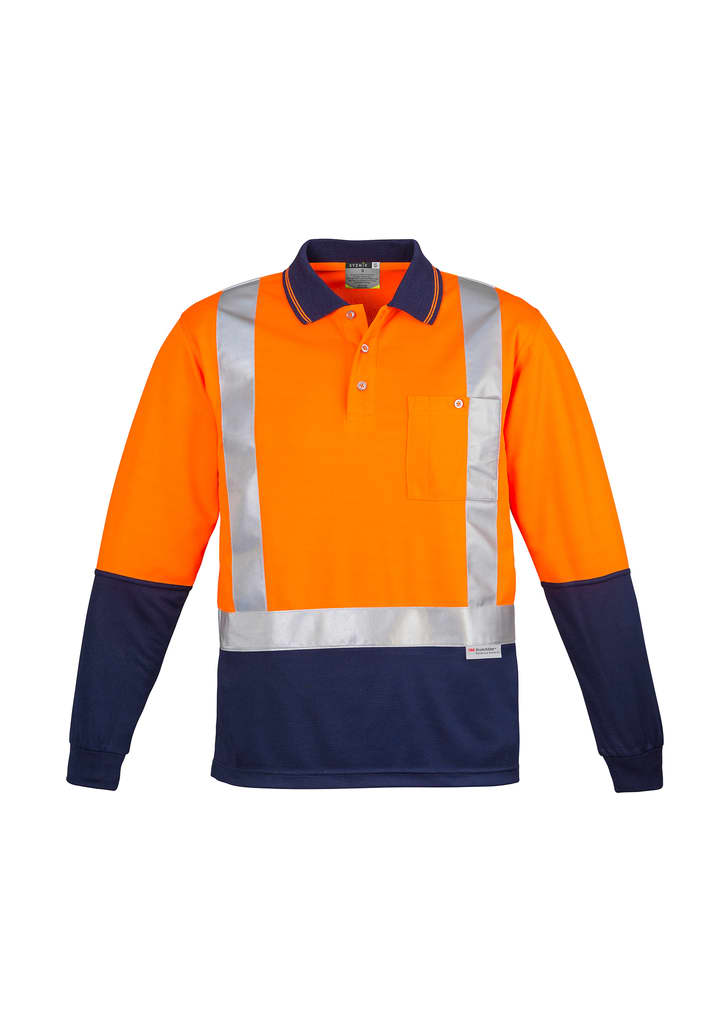 Mens Hi Vis Spliced Long Sleeve Polo – Shoulder Taped