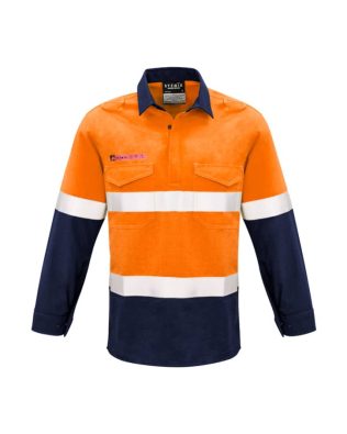 Custom Syzmik Mens FR Closed Front Hooped Taped Spliced Shirt FA-ZW133