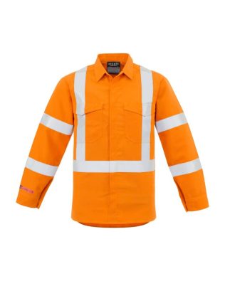 Custom Syzmik Mens Red Flame Hi Vis X Back Shirt FA-ZW137