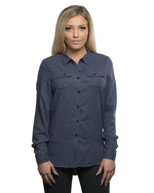 Custom Burnside Apparel Ladies L-S Solid Flannel Shirt C3-B5200