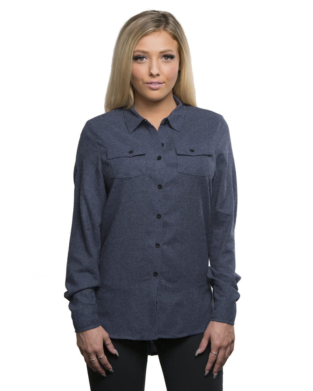 Ladies L-S Solid Flannel Shirt C3-B5200