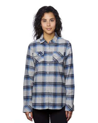 Custom Burnside Apparel Ladies L-S Plaid Flannel Shirt C3-B5210