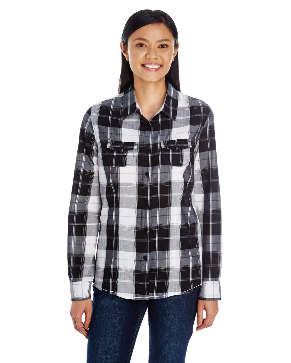 Ladies L-S Plaid Woven Shirt