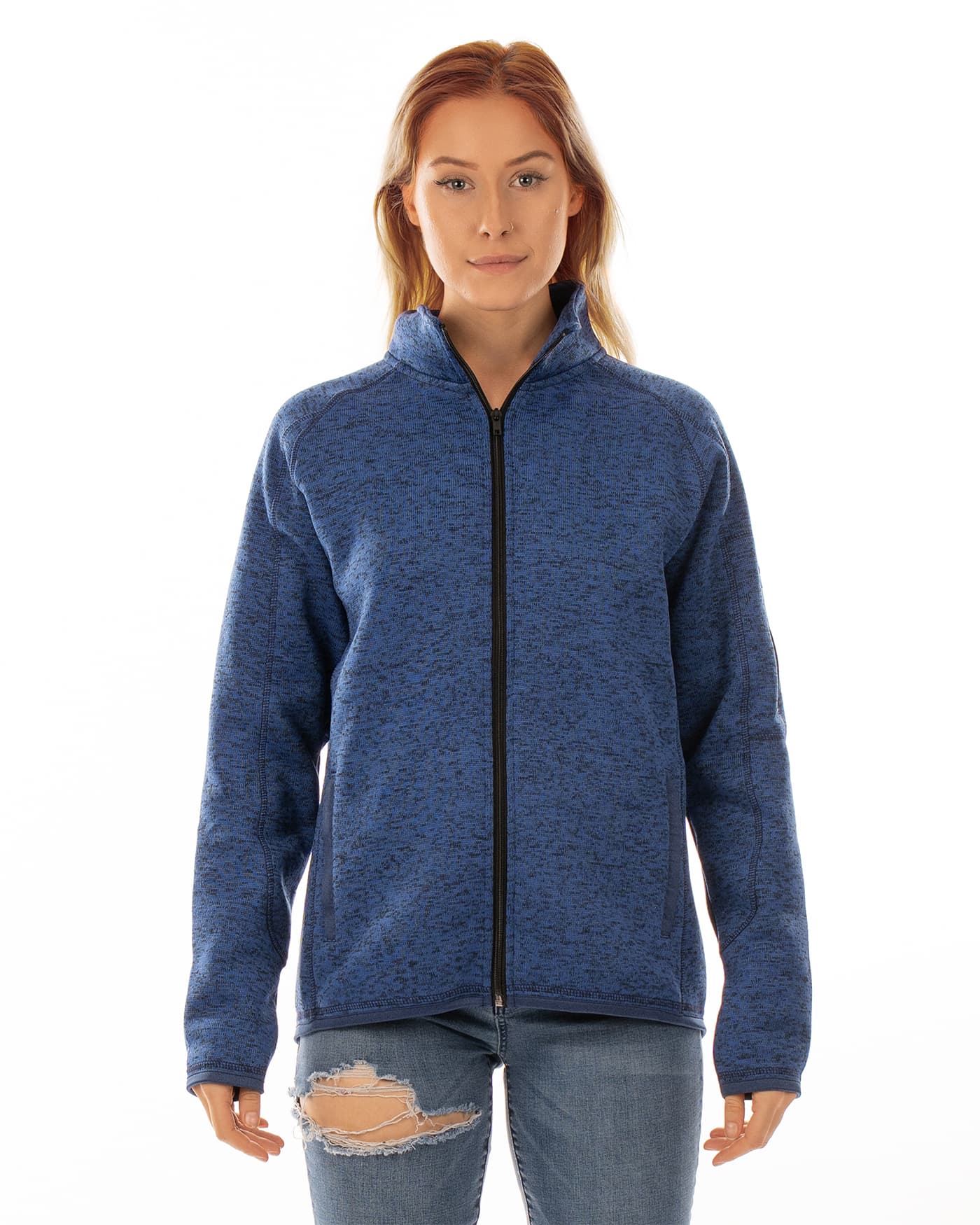 Ladies Full Zip Sweater Knit Jacket