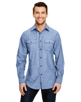 Custom Burnside Apparel Mens L-S Chambray Shirt C3-B8255-2XL-3XL