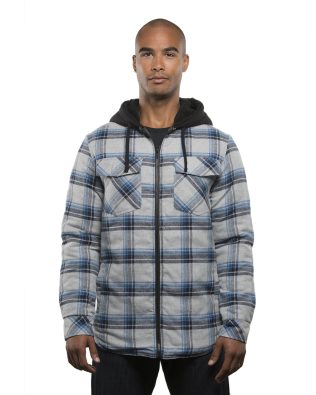 Custom Burnside Apparel Mens Zip Hooded Flannel Jacket C3-B8620