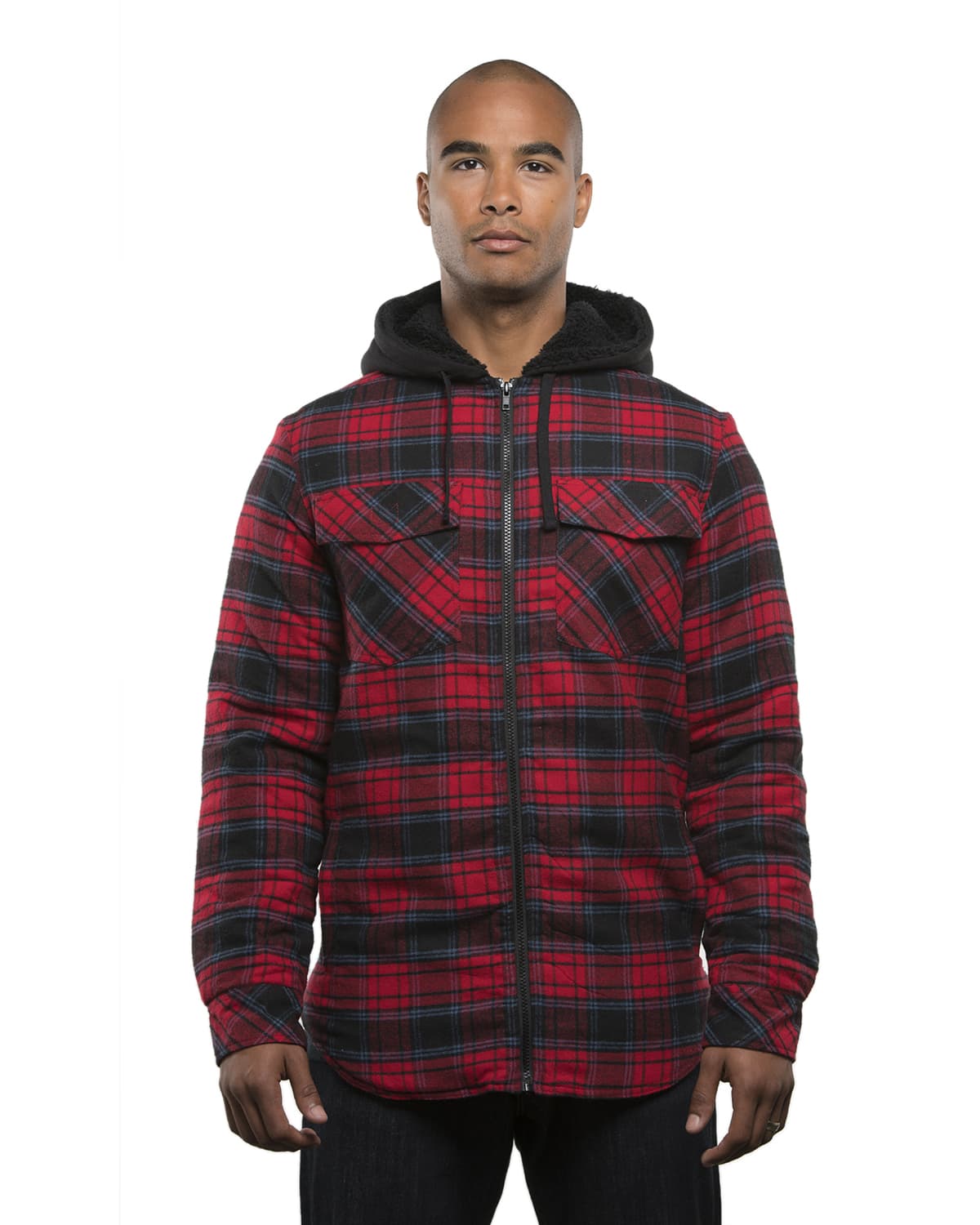 Mens Zip Hooded Flannel Jacket