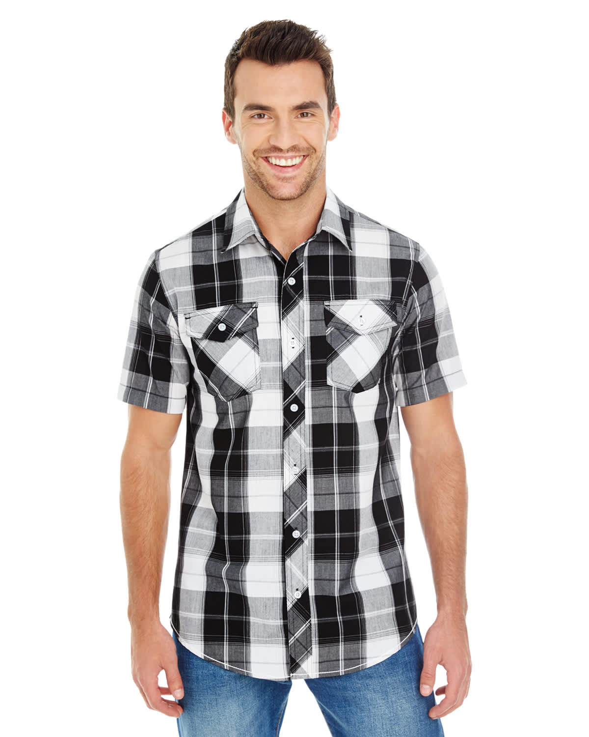 Mens S-S Plaid Woven Shirt C3-B9202