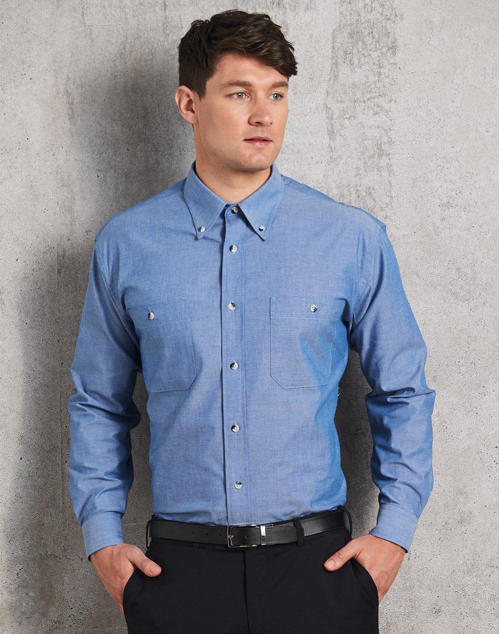 Men’s Chambray Long Sleeve Shirt SH-BS03L