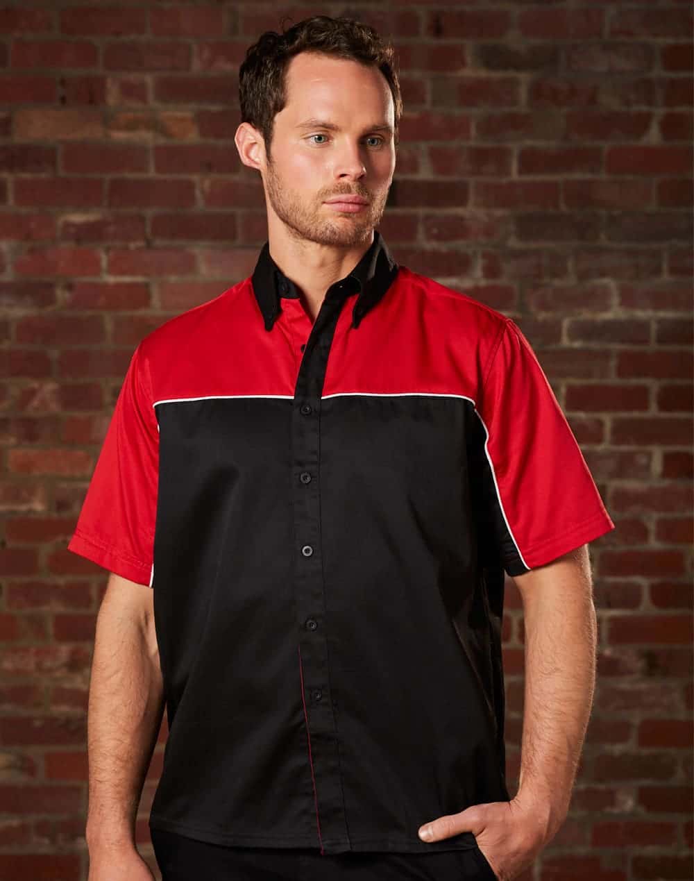 Men’s Racer Tri-Color Poly/Cotton Twill Shirt SH-BS11