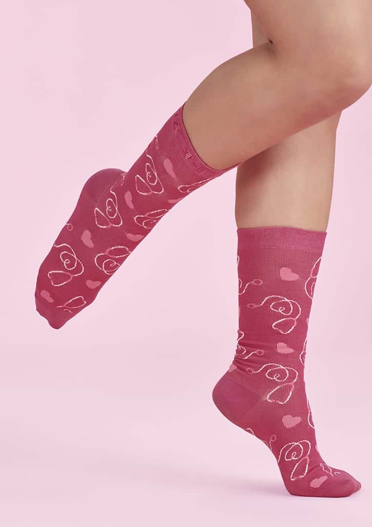 Unisex Pink Happy Feet Comfort Socks FA-CCS250U