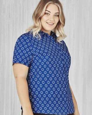 Custom Biz Care Womens Florence Daisy Print Short Sleeve Shirt FA-CS948LS