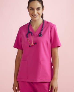 Custom Biz Care Womens Pink V-Neck Scrub Top FA-CST245LS