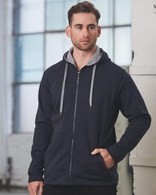 Shiny Men’s Full Zip Contrast Fleece Hoodie SH-FL17