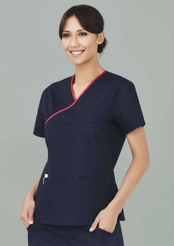Classic Womens Contrast Crossover Scrub Top