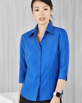 Custom Biz Care Oasis Ladies Plain 3/4 Sleeve Shirt FA-LB3600