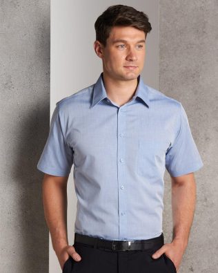 Shiny Men’s Fine Chambray Short Sleeve Shirt SH-M7011