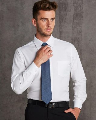 Shiny Men’s Mini Herringbone Long Sleeve Shirt SH-M7112