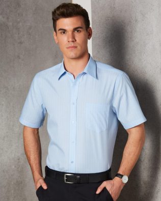 Shiny Men’s Pin Stripe Short Sleeve Shirt SH-M7221