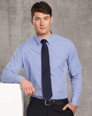 Shiny Men’s Two Tone Check L/S Shirt SH-M7320L