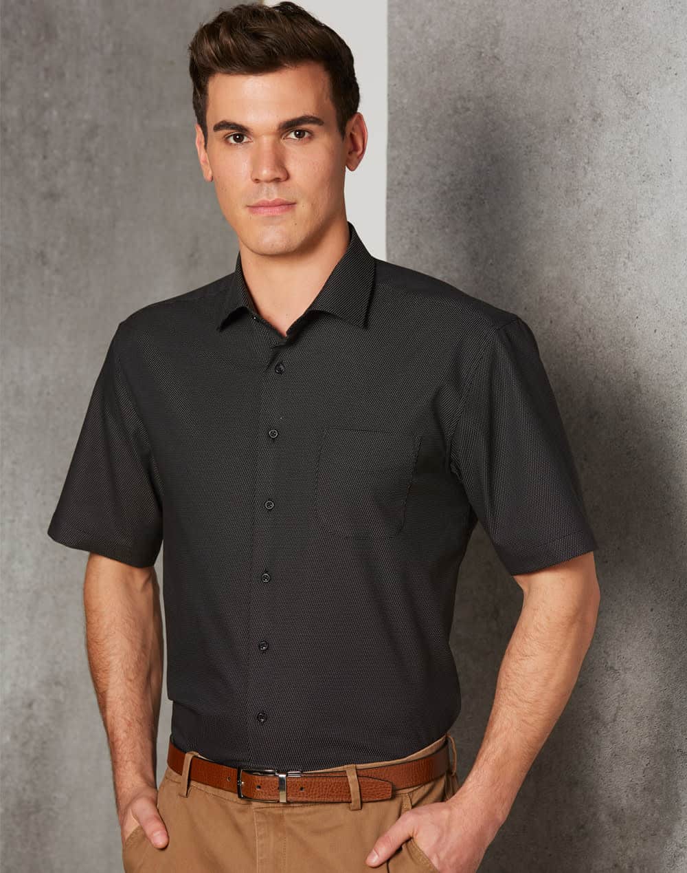 Men's Pin Dot Stretch S/S Shirt SH-M7400S