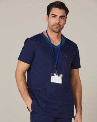Shiny Men’s Contrast Colour S/S Scrub Top SH-M7650
