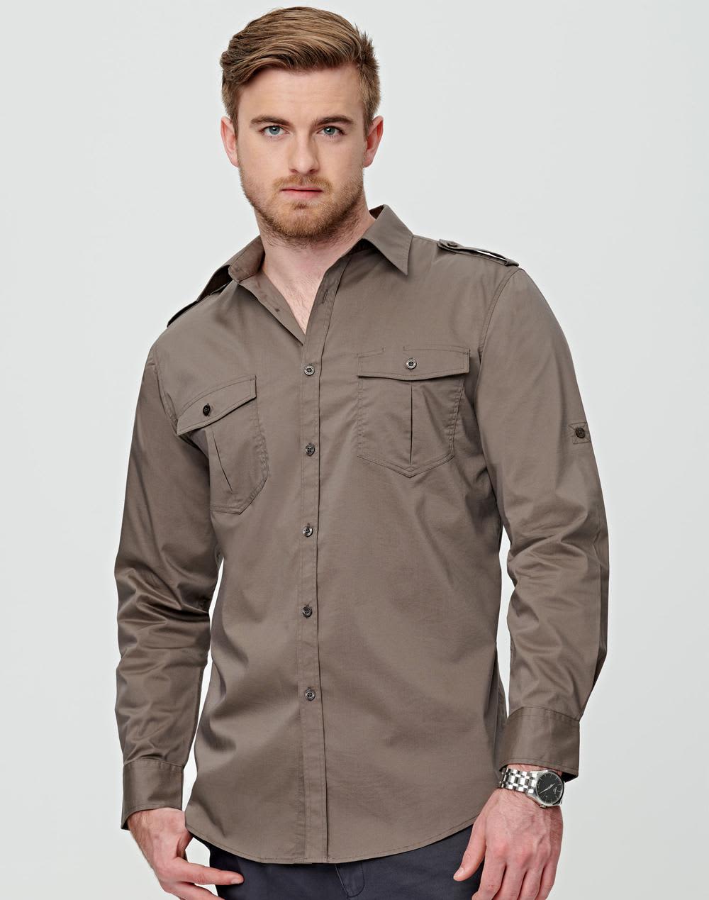 Men's Long Sleeve Military Shirt SH-M7912