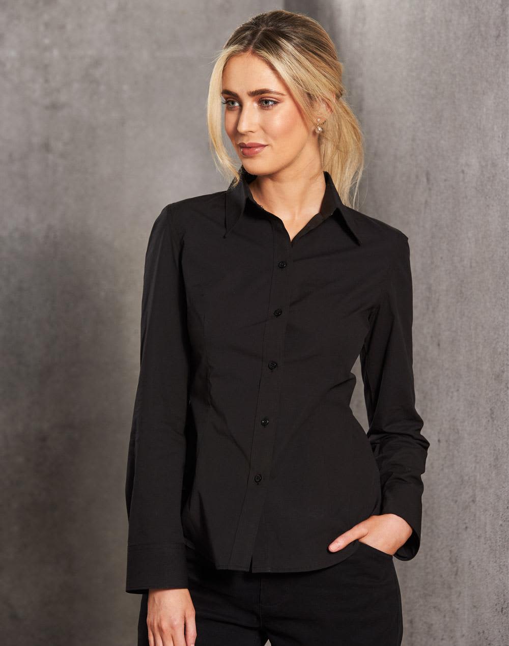 Women’s Cotton/poly Stretch Long Sleeve Shirt