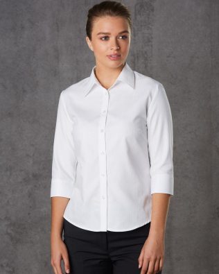 Shiny Women’s Mini Herringbone 3/4 Sleeve Shirt SH-M8113