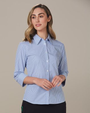 Shiny Women’s Balance Stripe 3/4 Sleeve Shirt SH-M8233